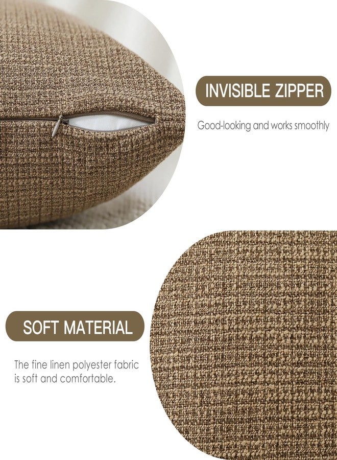 OTOSTAR Pack of 2 Throw Pillow Covers 20x20 Inch Linen Coffee Brown Pillowcases Farmhouse Decorative Solid Pillow Covers 50x50 cm Square Cushion Case for Home Decor Sofa Couch Bed (Coffee Brown) - Image 2